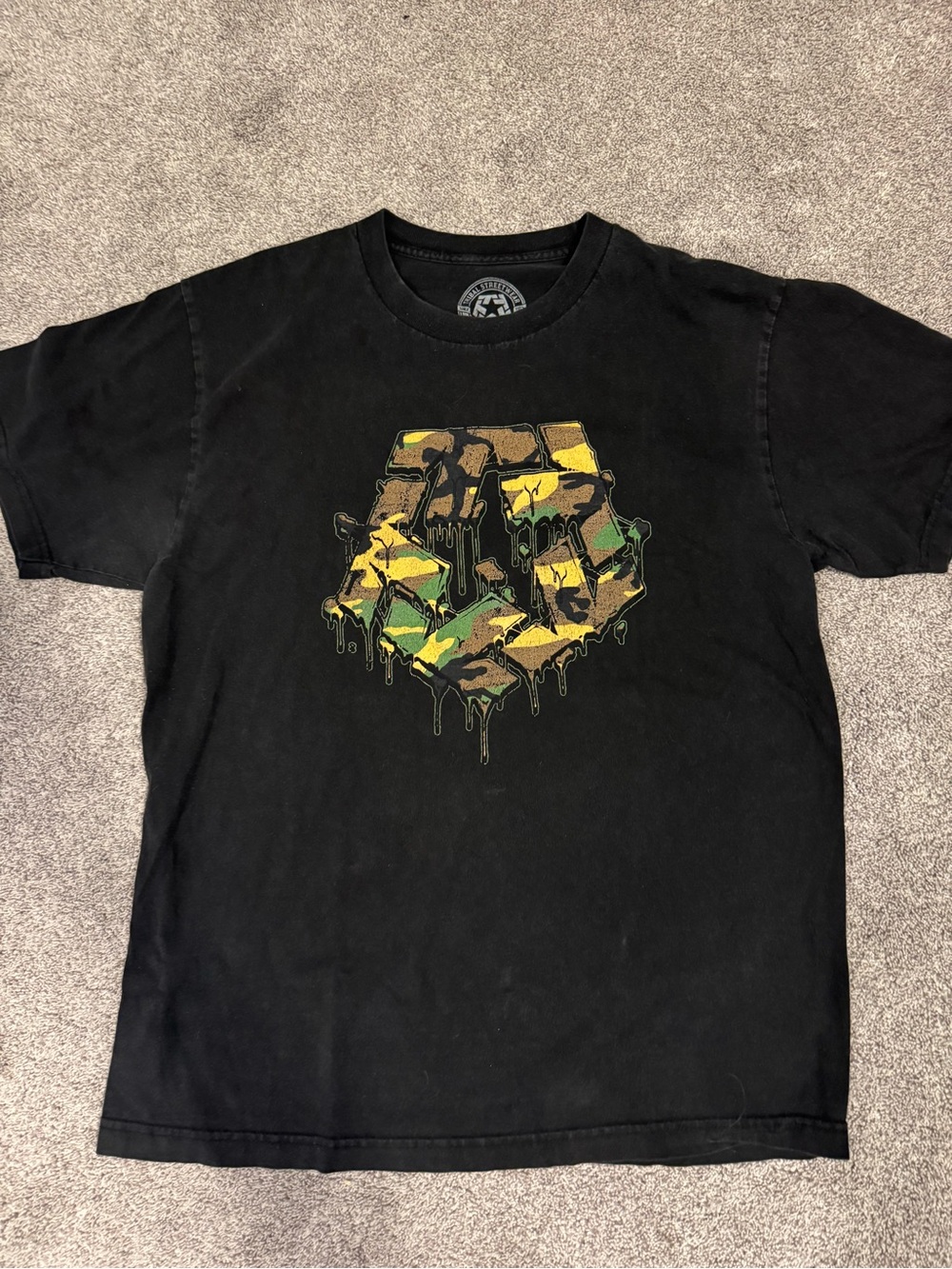 Black Graphic Camo Drip Short-Sleeve Tee